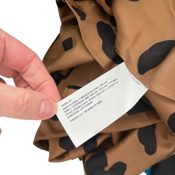 Theory Womens P Scoop Neck Tank Top Shell Blouse Leopard Print Silk NWT Career - Picture 4 of 8